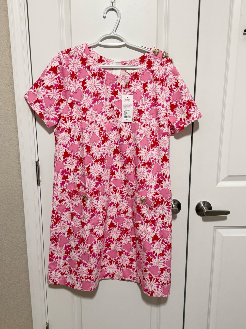 Lilly Pulitzer Mattison Shift Dress Coconut dear Heart XL